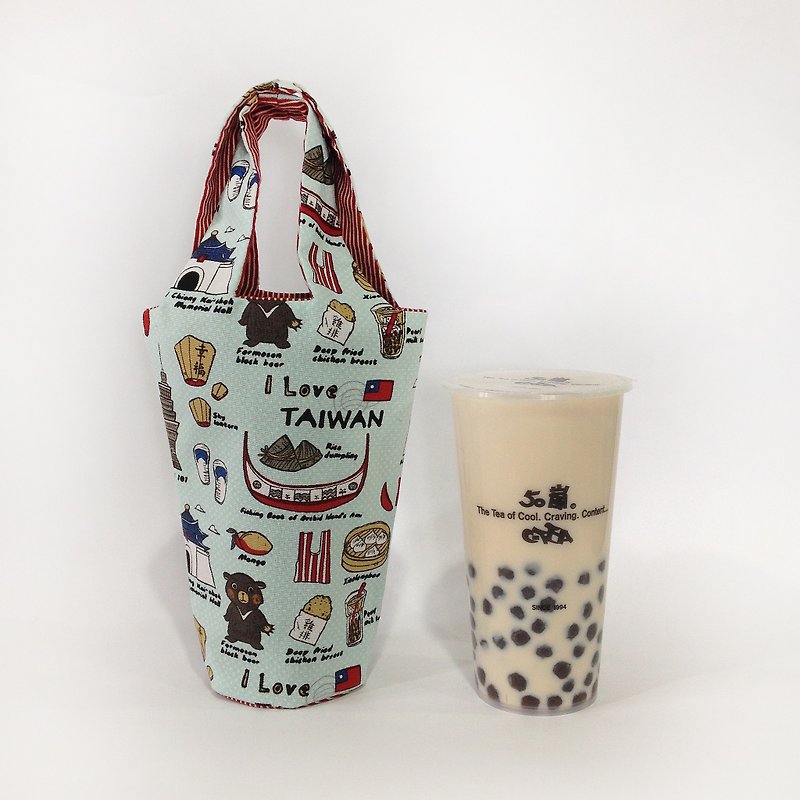 I LOVE TAIWAN & MADE IN TAIWAN Drink Bags / Drink Bags - ถุงใส่กระติกนำ้ - ผ้าฝ้าย/ผ้าลินิน หลากหลายสี