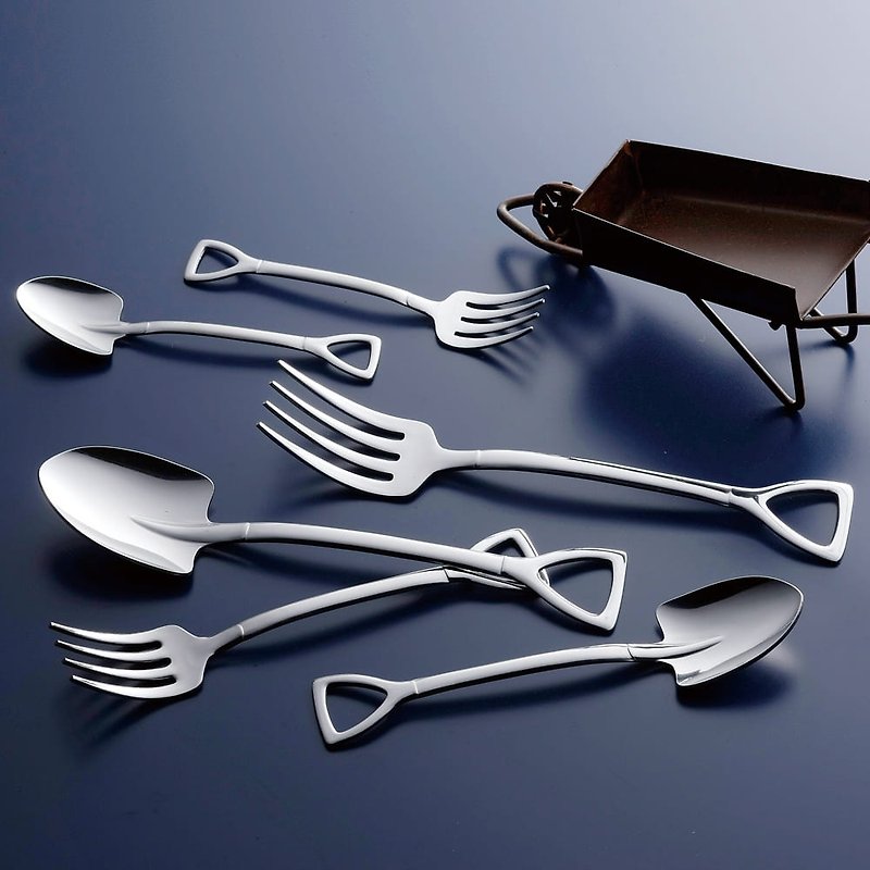 【Made in Japan】SALUS Industrial Style Shovel Cutlery - ช้อนส้อม - สแตนเลส สีเงิน