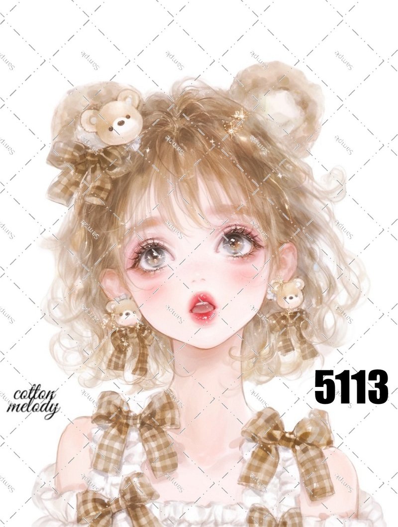 original sticker no.5113 人物ステッカー オリジナルステッカー オリジナル人物ステッカー 装飾ステッカー cotton melody - 貼紙 - 紙 