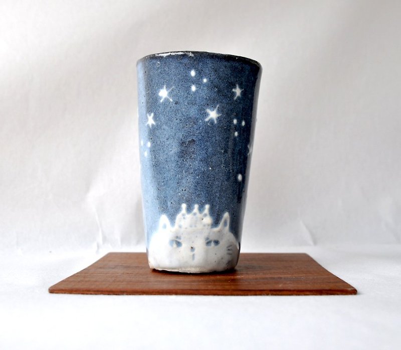 Star cat KING tumbler - Mugs - Pottery Blue
