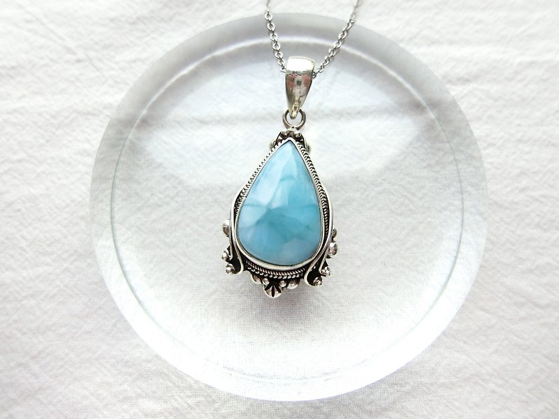 Lalima Stone 925 Sterling Silver Mirror Necklace Nepalese Handmade Silverware - Necklaces - Gemstone Silver
