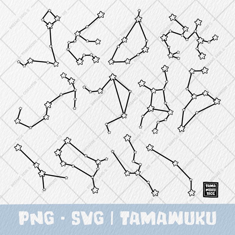 Zodiac Stars Line PNG SVG - 其他數位商品 - 其他材質 