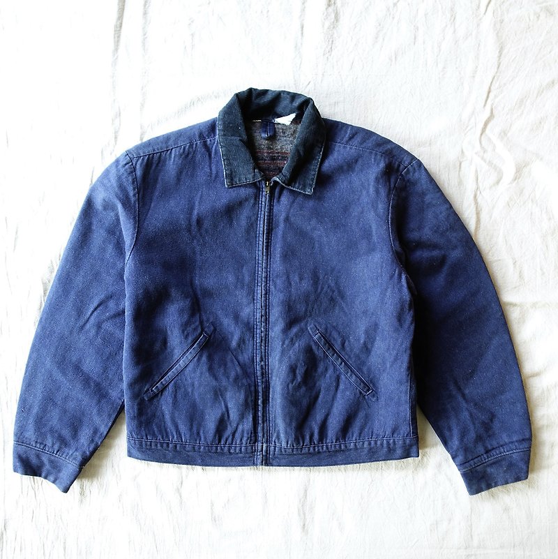 BajuTua /古著/ 70's 暗藍單寧工作夾克 - 外套/大衣 - 棉．麻 藍色
