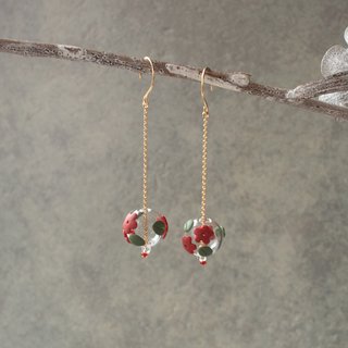 glass dome earrings / earrings / red