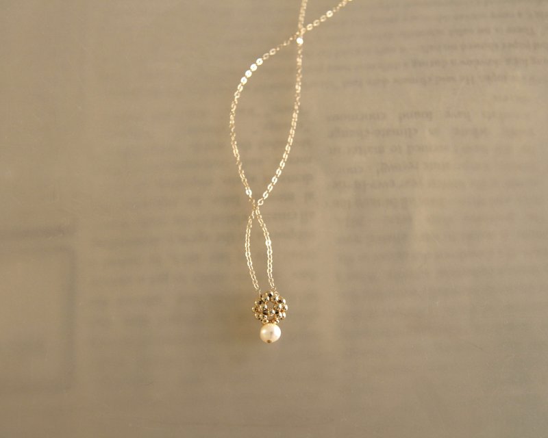 Super Cute))) Small Golden Ball Pearl Necklace - สร้อยคอ - ไข่มุก ขาว