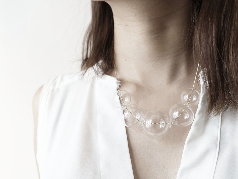 Simple Gradient Necklace - สร้อยติดคอ - วัสดุอื่นๆ ขาว