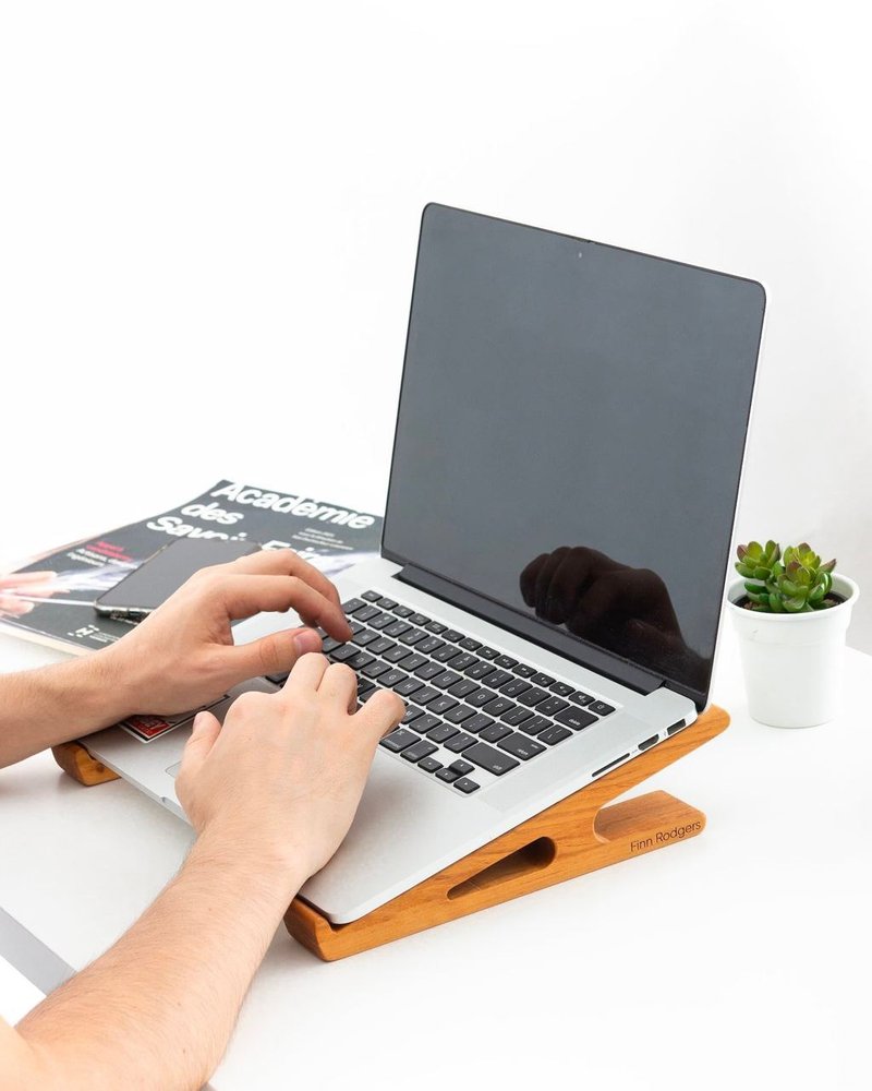 Wood Laptop Stand, Workspace Desk Accessories, Home Office, Computer Accessories - Computer Accessories - Wood Brown