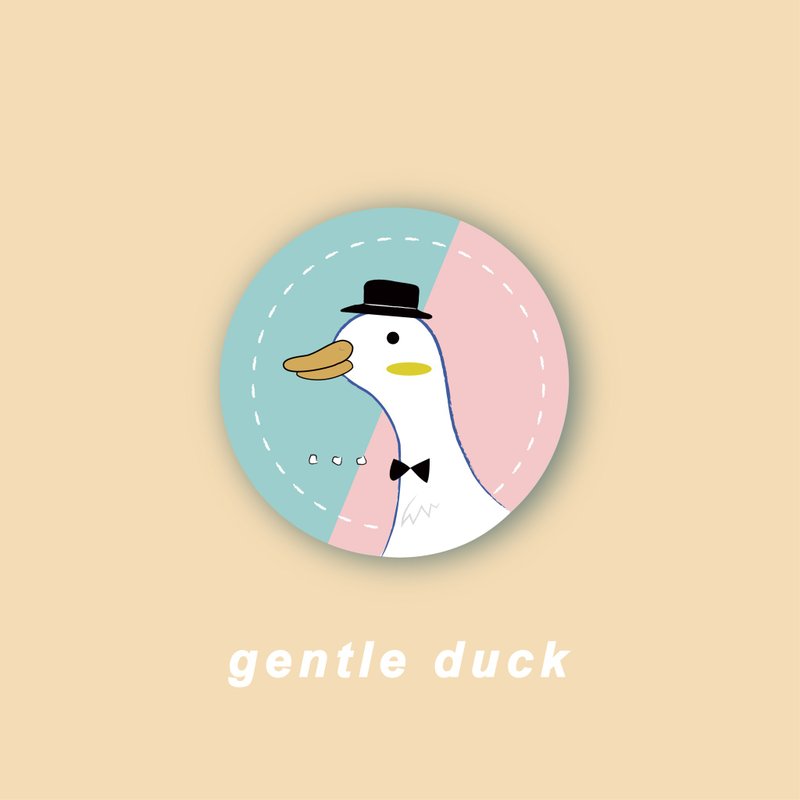 紳士鴨子 插畫馬口鐵胸章 胸針一個 - 胸針 - 其他金屬 多色