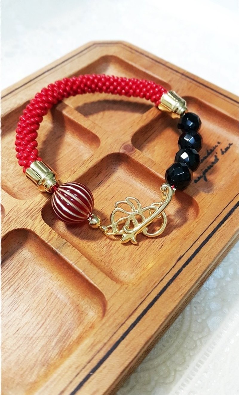 CandiiJewelry_Sunshine Red Crochet Bracelet - 手鍊/手環 - 寶石 紅色
