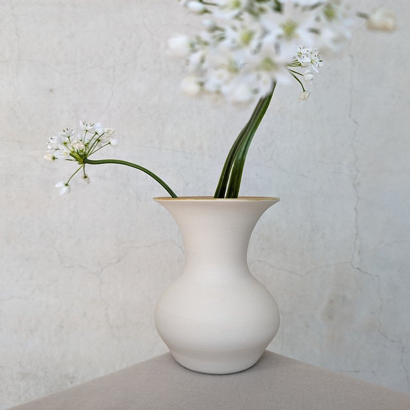 潤白朝顏 花器 花瓶 - 花瓶/陶器 - 陶 白色