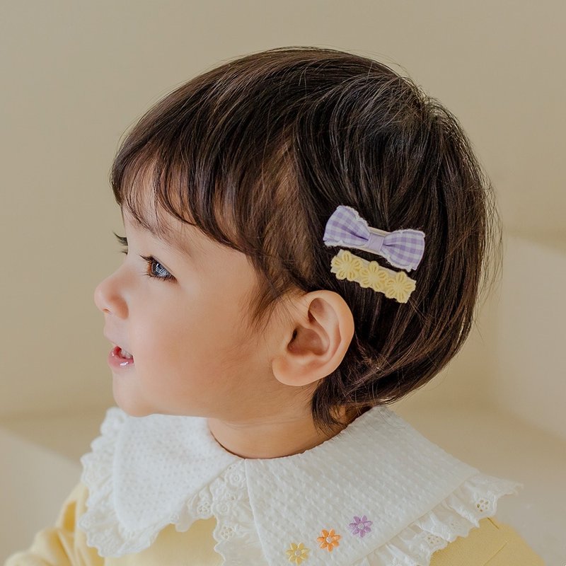 Happy Prince Korean Lolly Bow Flower Baby Girls Hair Clips Set of 3 - Baby Hats & Headbands - Polyester Purple