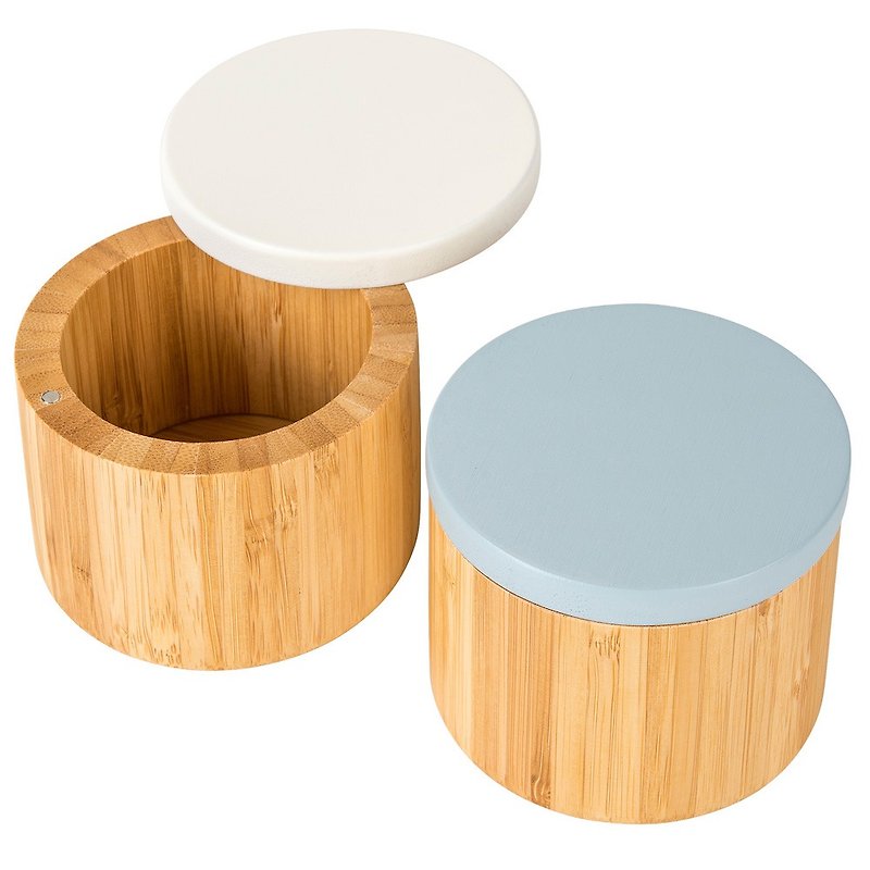 New Natural Bamboo Salt And Spice Box With Two Colors Magnetic Lid - กล่องเก็บของ - ไม้ไผ่ สีเขียว