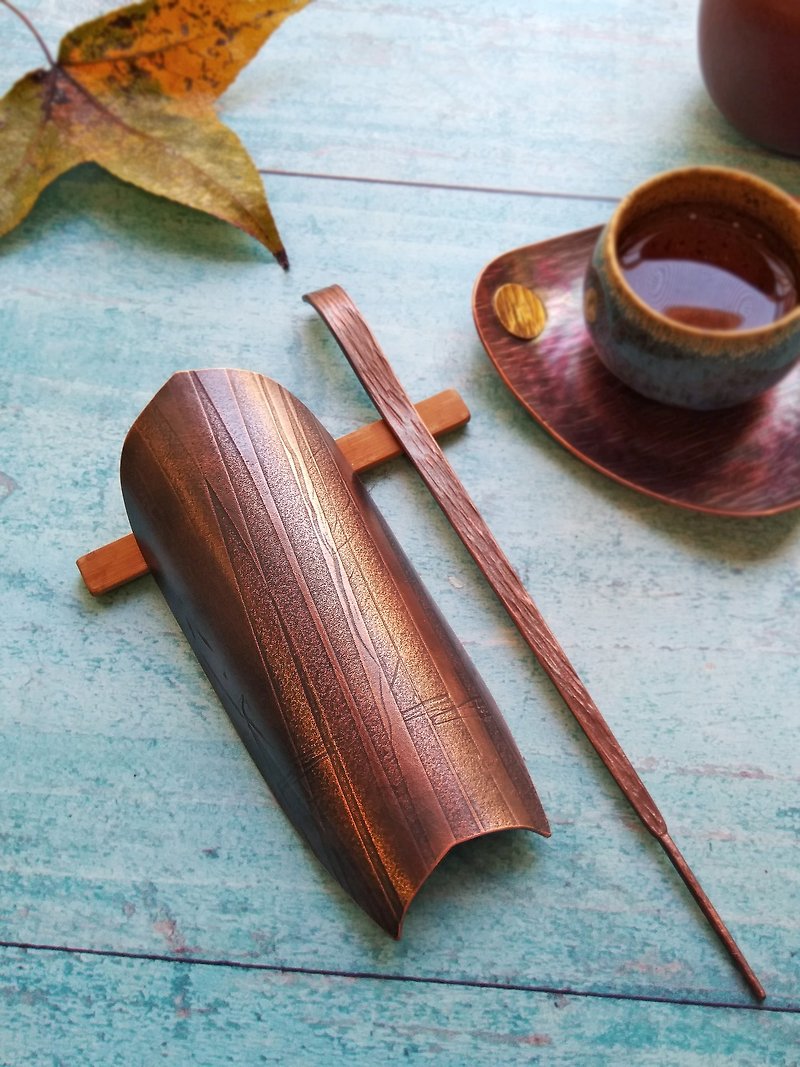 【日常。器】手製紅銅茶則+茶撥#01 - 茶具/茶杯 - 銅/黃銅 咖啡色