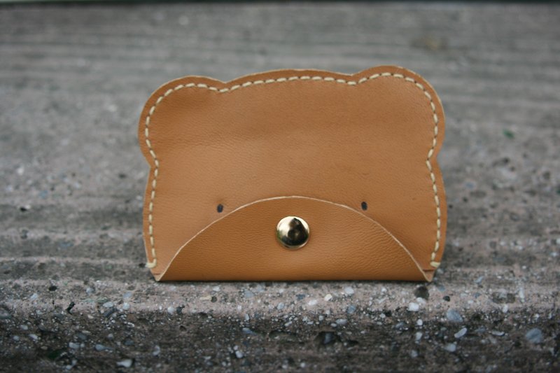 ▎Nutbrown maroon design ▎ handmade leather - bear purse purse / card bag - Zhen Guo brown - Coin Purses - Genuine Leather Brown