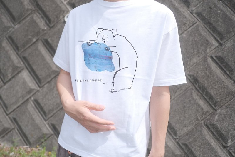 Tシャツ プラネットくま - T 恤 - 其他材質 白色