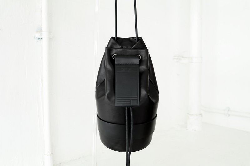POMCH-MOTOR series bucket bag - Backpacks - Genuine Leather Black