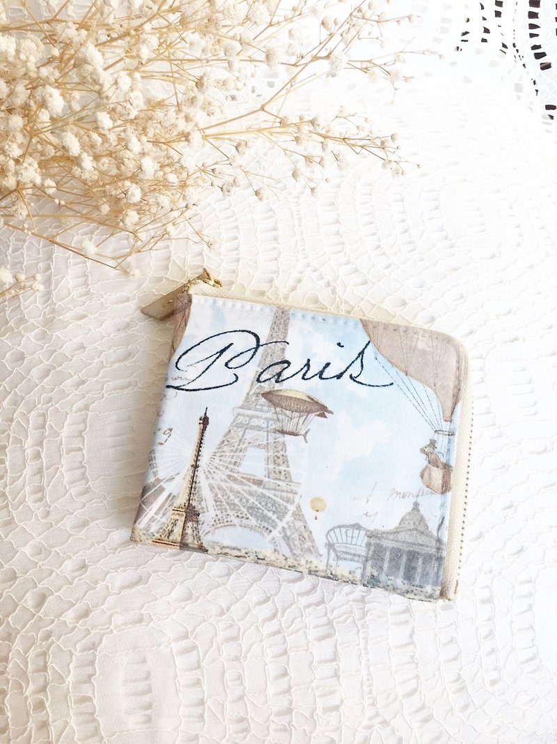Christmas gift exchange gifts - Paris sky pocket wallet - กระเป๋าสตางค์ - หนังแท้ 