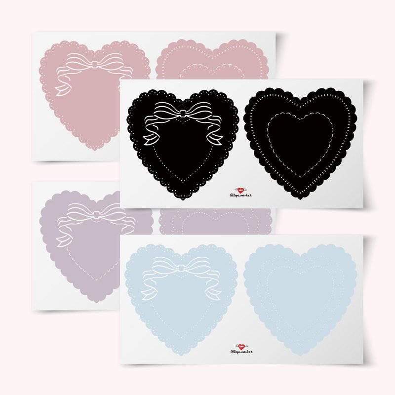 Cute Heart Doily Faux Paper Sticker Set 4 Types, 40 Sheets 1 Set - Stickers - Paper 