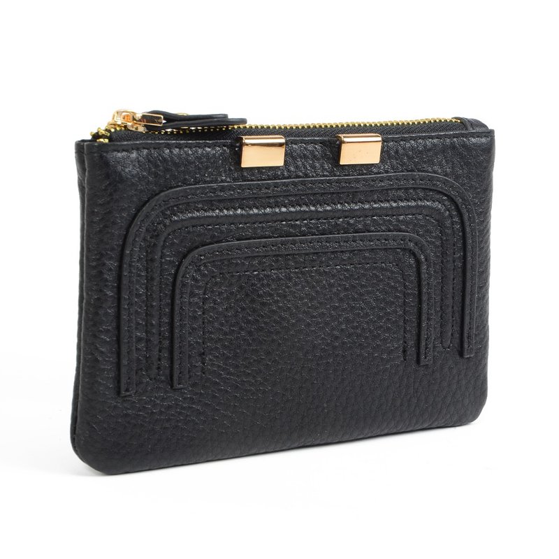 A coin key bag to help you look after your home_Cosmos Black - กระเป๋าคลัทช์ - หนังแท้ สีดำ