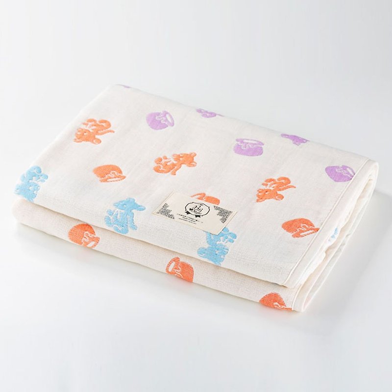 【日本製三河木綿】六重紗布被－糖罐甜蜜熊M號 - 被/毛毯 - 棉．麻 