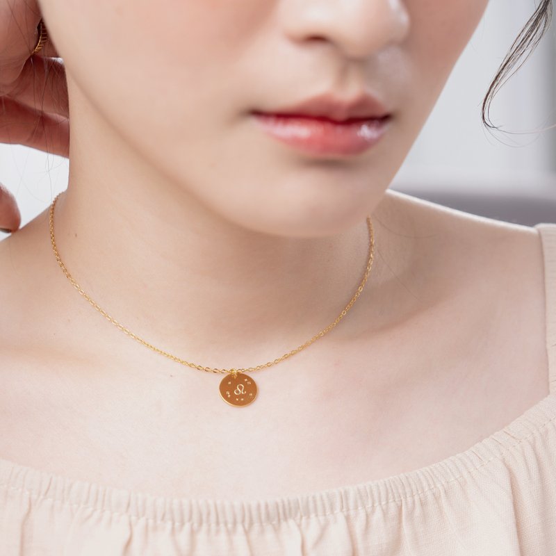 Personalized Initial Disk Necklace | Monogram Letter Pendant | Rosegold plated - สร้อยคอ - เงินแท้ 