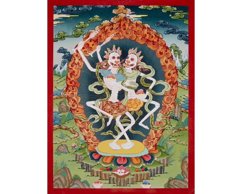 Authentic Handicraft: Chittapati Thangka Painting - Meditational Tool and Unique - Wall Décor - Other Materials Multicolor