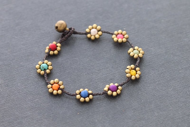 Candy Stone Flower Bracelets Braided Cute Folk - สร้อยข้อมือ - หิน หลากหลายสี