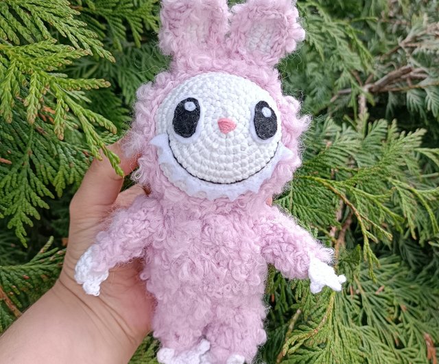 ZIMOMO Labubu ウサギ耳 ぬいぐるみキーホルダー　ブルーのみ 残2体 グレー＆ブルー ぬいぐるみ キーホルダー Labubu ZIMOMO