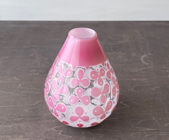 ガラス 花瓶 ピンク 桃色 ガラス 花瓶 ピンク 桃色 レトロガラス