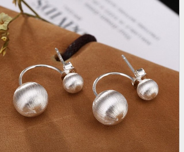 brushed silver ball stud earrings