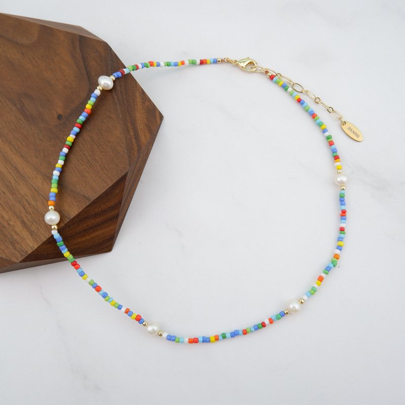 Multi small bead  Short Necklace - 項鍊 - 貴金屬 多色