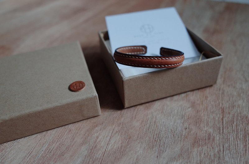Leather Bangle - Bracelets - Genuine Leather Brown