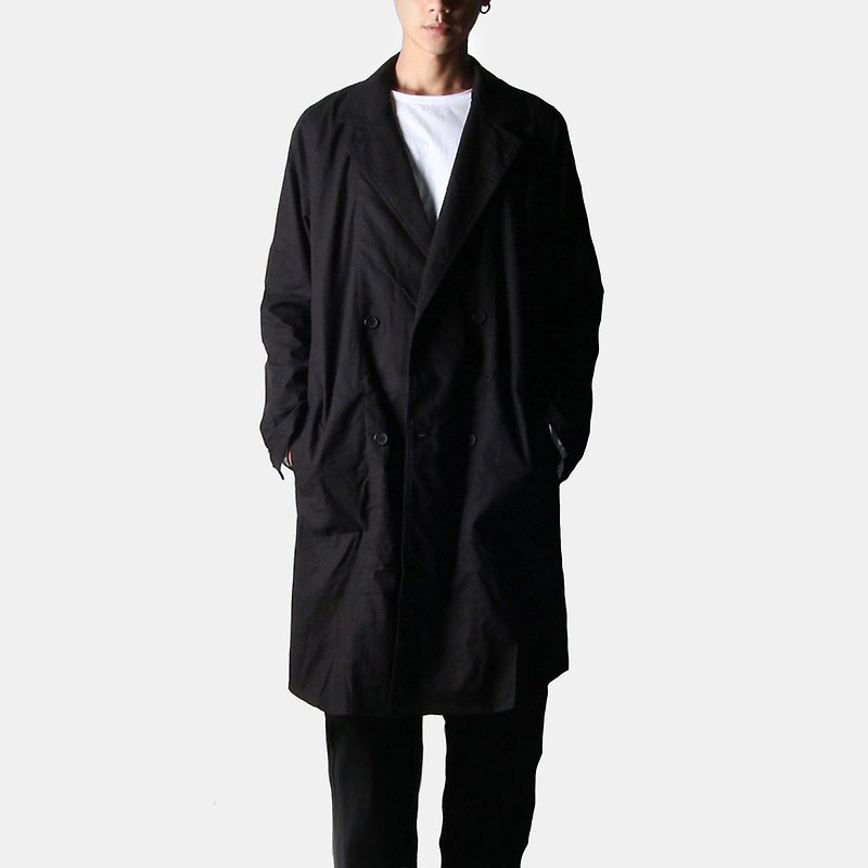Double breasted trench coat - Men's Coats & Jackets - Cotton & Hemp Black
