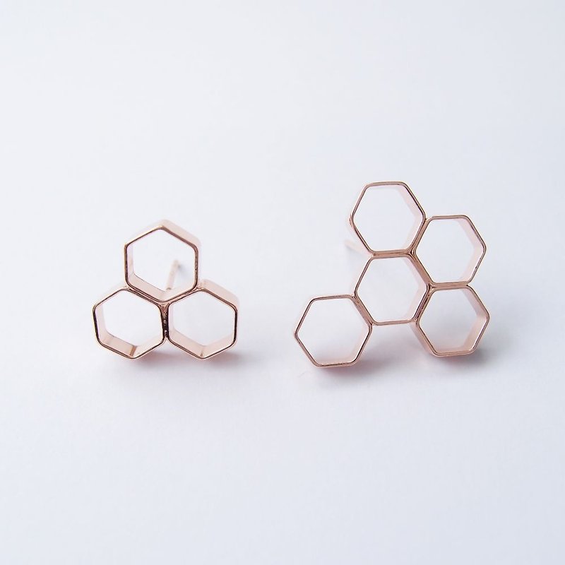 Geometry landscape 9 rose metal earrings - Earrings & Clip-ons - Copper & Brass 