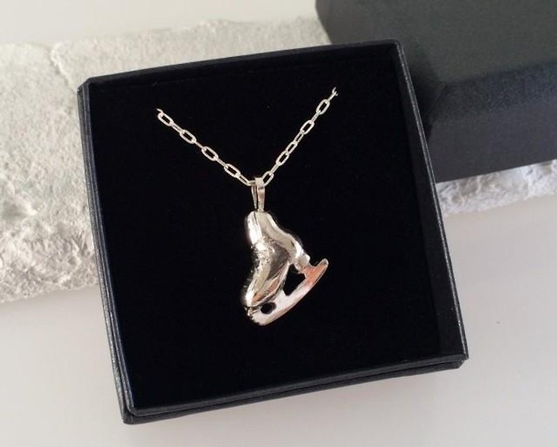 Figure skating shoes Silver Pendant - Necklaces - Other Metals Transparent
