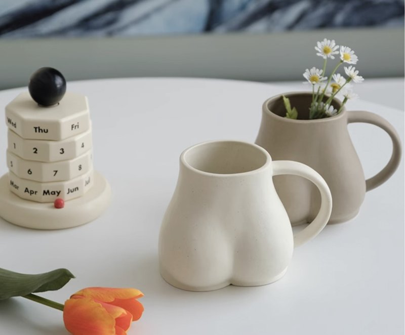 I heard that the fun butt cup simple ceramic household large water cup couple coffee cup mug vase - แก้ว - ดินเผา หลากหลายสี