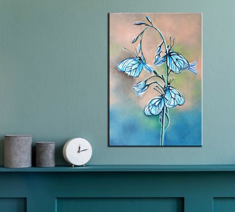 掛畫  蝴蝶 Butterfly Painting, Original Painting, Handmade Art 家居裝飾畫 裝飾畫 - ตกแต่งผนัง - วัสดุอื่นๆ หลากหลายสี