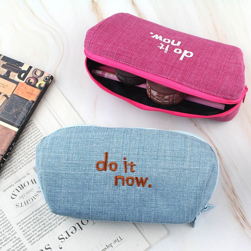 Chuyu [Promotion] Large opening double zipper pencil case/stationery storage bag/pencil case-do it now - Pencil Cases - Other Materials 