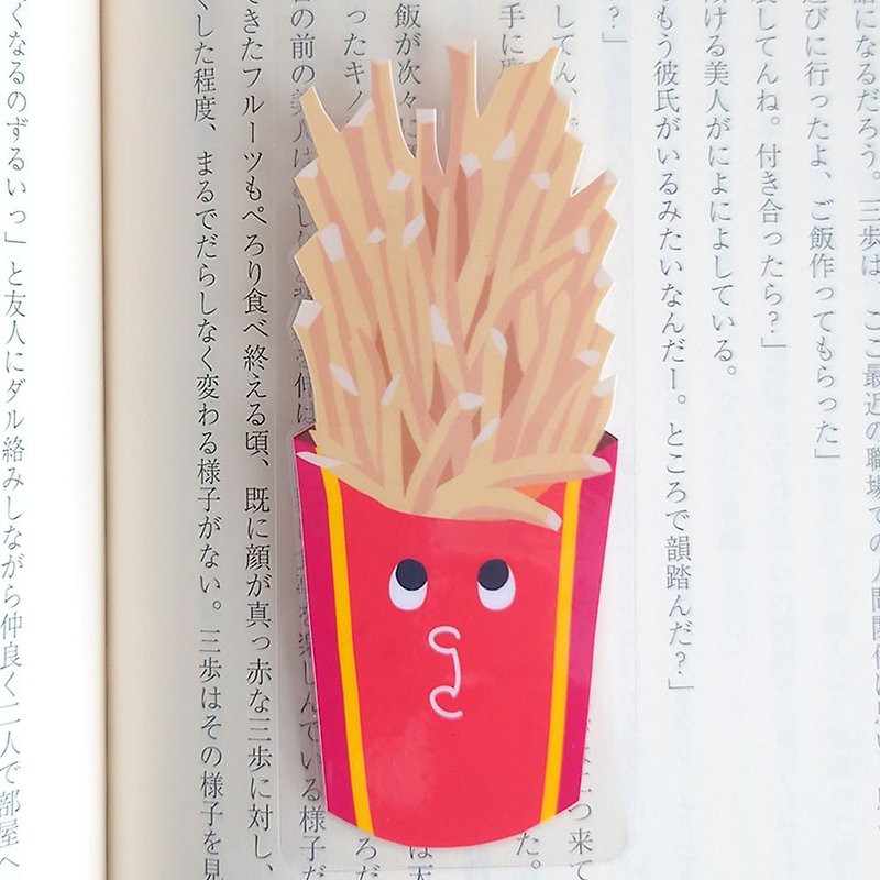 Double-sided illustrations, a great bookmark to accompany your reading, laminated bookmark // French fries - ที่คั่นหนังสือ - วัสดุอื่นๆ สีแดง