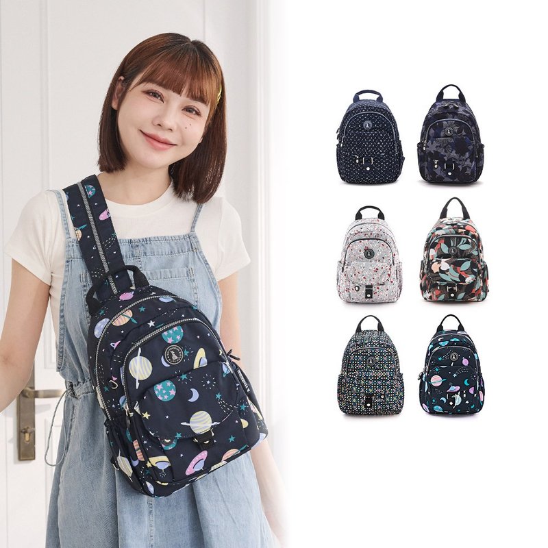 【日系印花】楓糖瑪芝 - 輕旅單肩後背兩用包 - 共六色 - 後背包/背包/書包 - 尼龍 多色