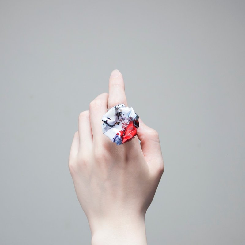 blossom ring(red white) - แหวนทั่วไป - กระดาษ สีแดง