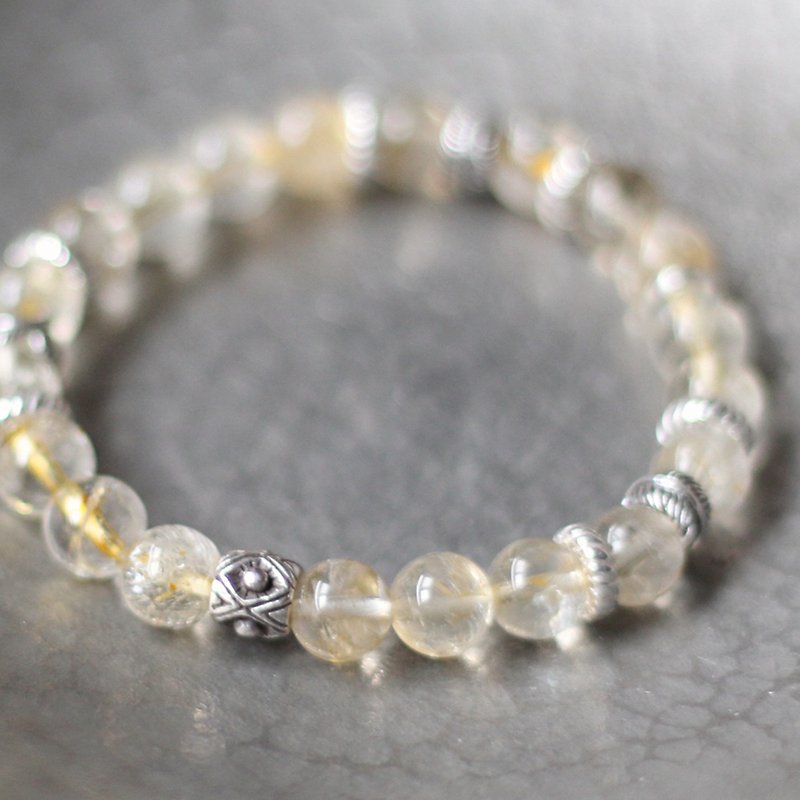 Nikko Sun. Natural ore hand beads citrine 925 sterling silver Lucky interpersonal clear and bright - สร้อยข้อมือ - เครื่องเพชรพลอย สีเหลือง