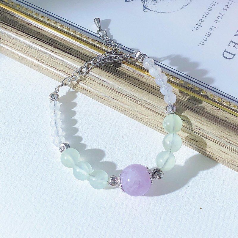 萄葡仙子  月亮石 萄葡石 紫晶 水晶手鏈 天然石 生日禮 - 手鍊/手環 - 水晶 紫色