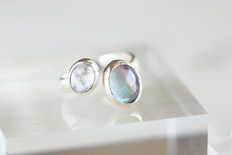 Spring color fluorite double stone ring [made to order] - แหวนทั่วไป - เครื่องเพชรพลอย 
