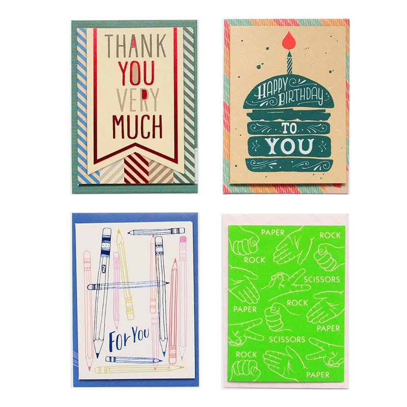Japanese Gift Card Creative Assortment Set of 4 [Hallmark-JP Birthday/Thanks/Versatile] - Cards & Postcards - Paper Multicolor