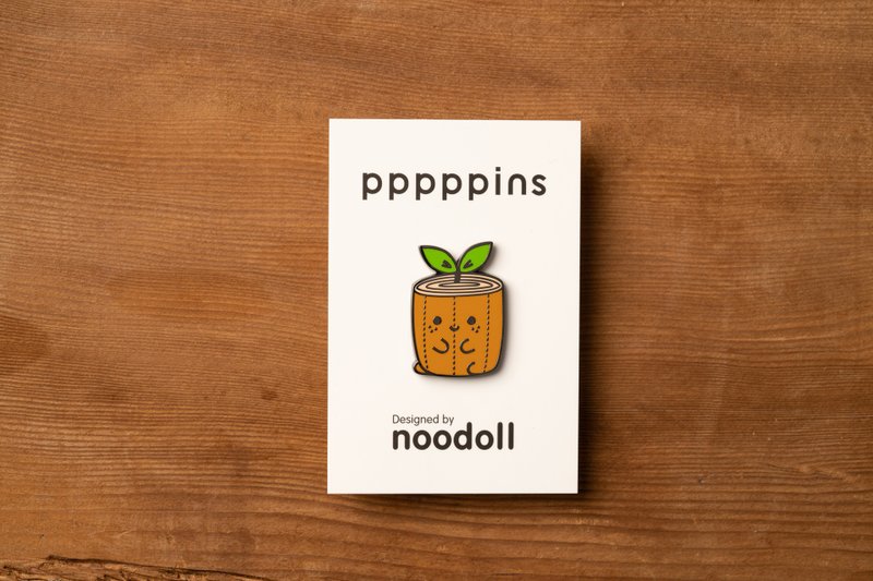 pppppins x Noodoll Ricelogi Enamel Pin - เข็มกลัด - โลหะ สีนำ้ตาล