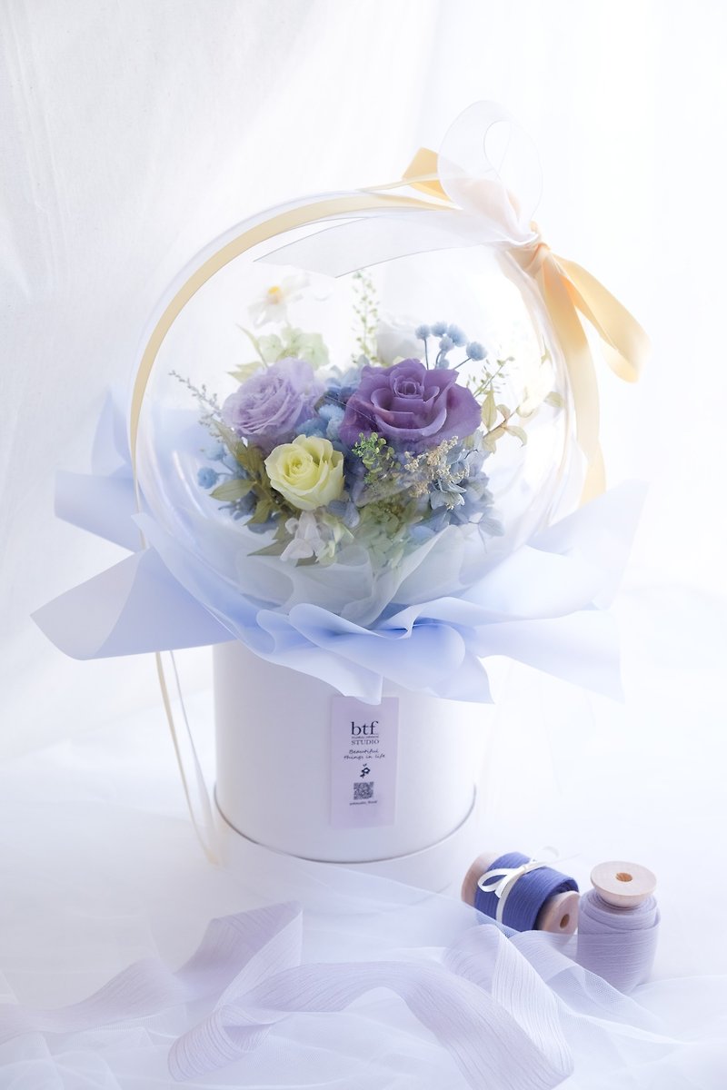 Mother's Day gift [btf elegant eternal wave ball] flower gift, gift giving, congratulations, bouquet - ช่อดอกไม้แห้ง - พืช/ดอกไม้ สีน้ำเงิน