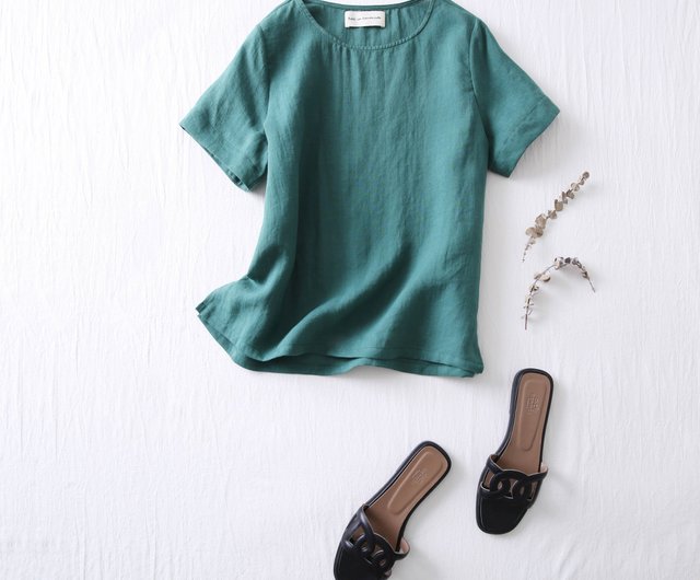 momonohana ブラウス　作家さま　リネン リネンブラウスの通販 | iichi 日々の暮らしを心地よくする