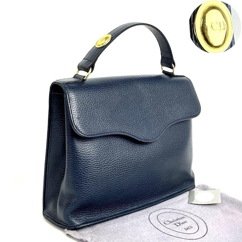 LA LUNE-Rare second-hand Dior blue and black leather Kelly small bag cross-body side shoulder bag - Messenger Bags & Sling Bags - Genuine Leather Blue