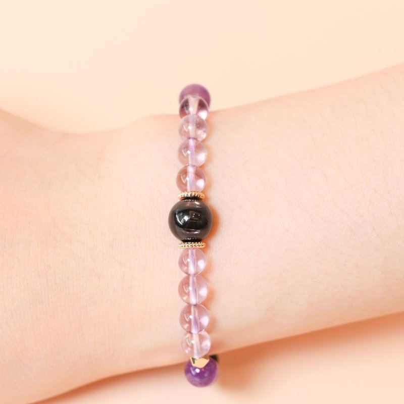 Good luck in the Year of the Snake and return to your original aspiration. Obsidian Amethyst Crystal Bracelet - สร้อยข้อมือ - คริสตัล หลากหลายสี